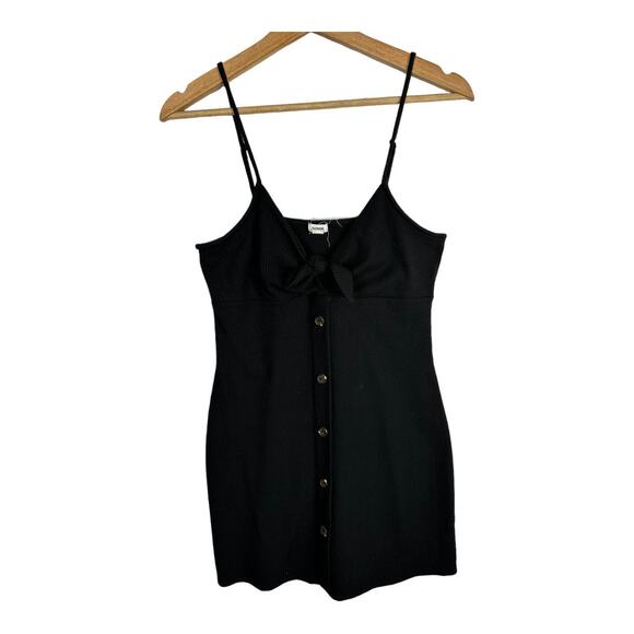 Garage Womens size Medium Ribbed Strappy Bodycon Mini Dress Black - Picture 1 of 10